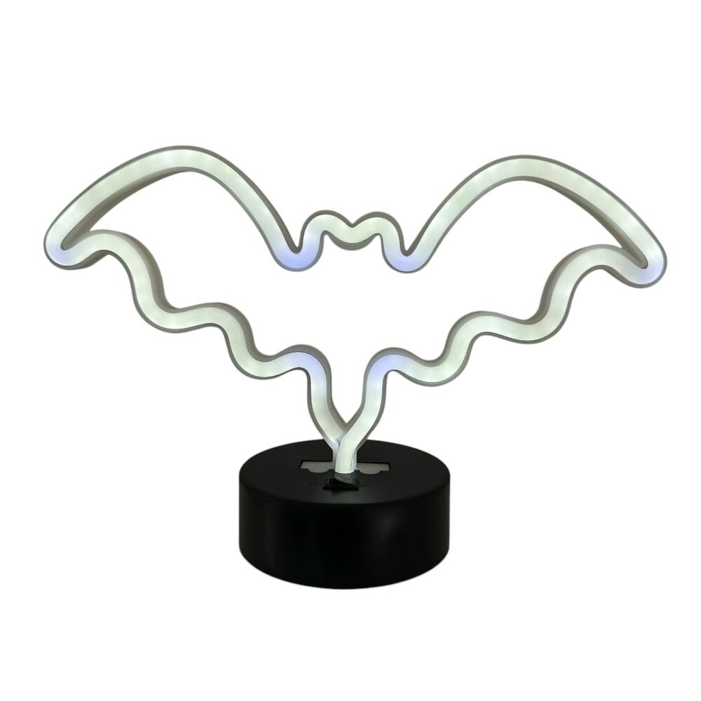 11" White Bat Shaped LED Neon Sign Light Halloween Vampire Decor Night Lamp Goth